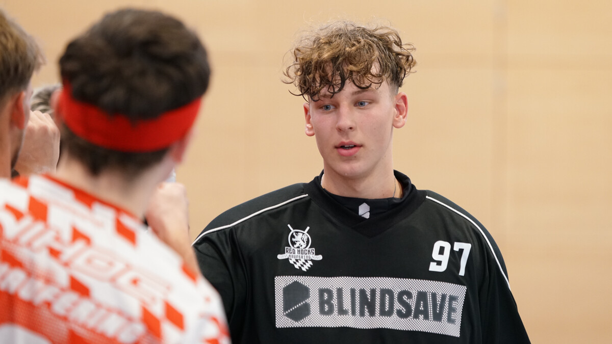 „Wir agieren als geschlossene Mannschaft, jeder pusht jeden": Torwart Raphael Landherr sieht seine Red Hocks bereit fürs Finale. (Foto: Finkenzeller)