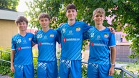 Valentin Bauer, Jeremias Probst, Luca Scharnagl und Paul Denk (v. links) kamen mit dem U17-Landeskader auf Rang drei ins Ziel. Probst wurde ins All-Star-Team berufen. (Foto: Mair)