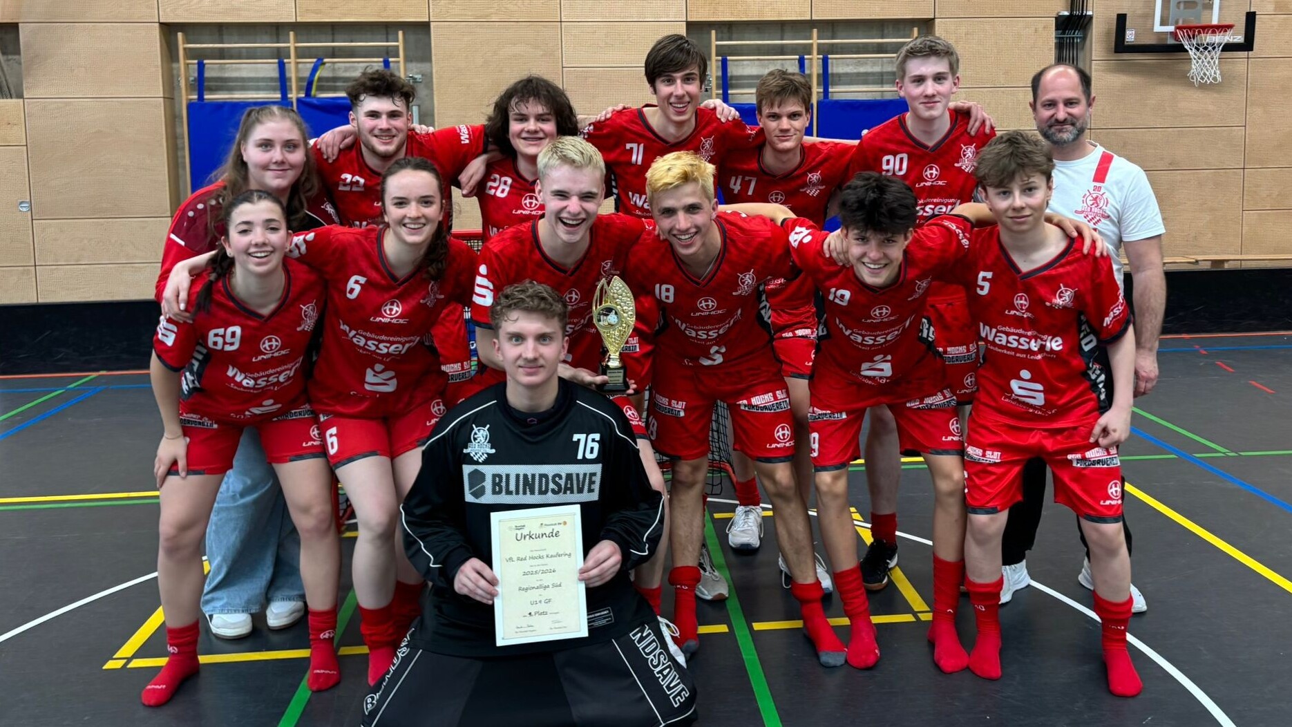 Deutlich dezimiert, aber dennoch schlagkräftig trat die U19 der Red Hocks am vorletzten Aprilwochenende in München an. (Foto: Privat)